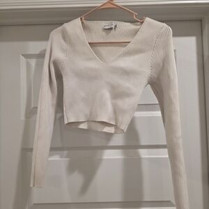 Petal & Pup Cream Ribbed Crop Top